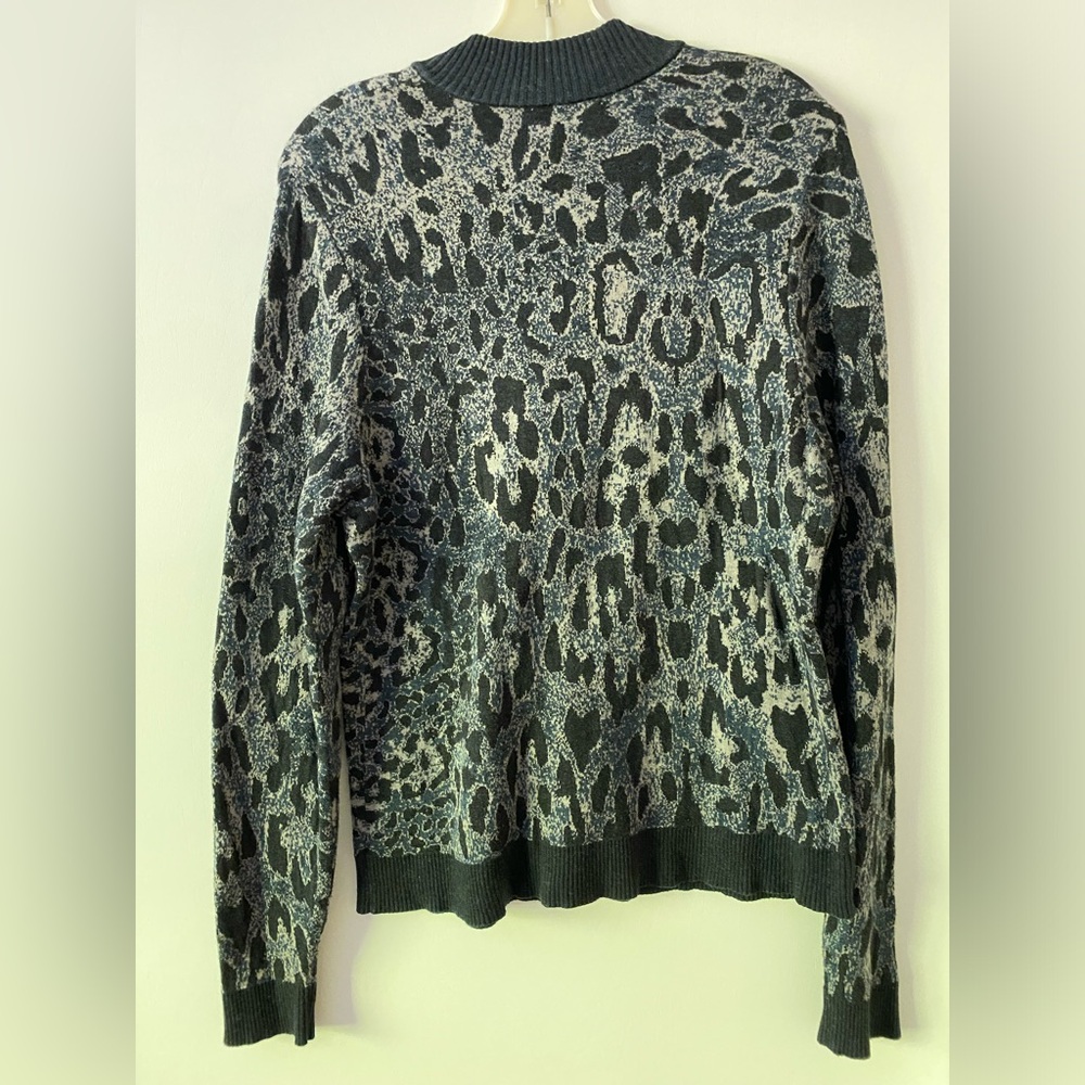 Peruvian Connection Leopard Print Sweater Zip Fro… - image 3